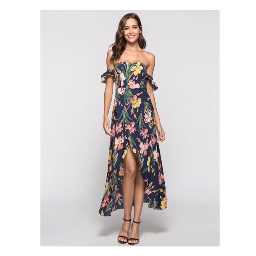 Floral split wrap dress